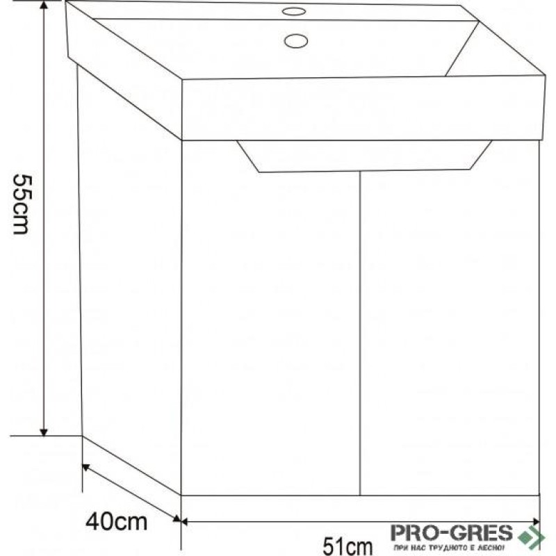 Конзолен PVC шкаф за баня 50см, Inter Ceramic  ICP 5155