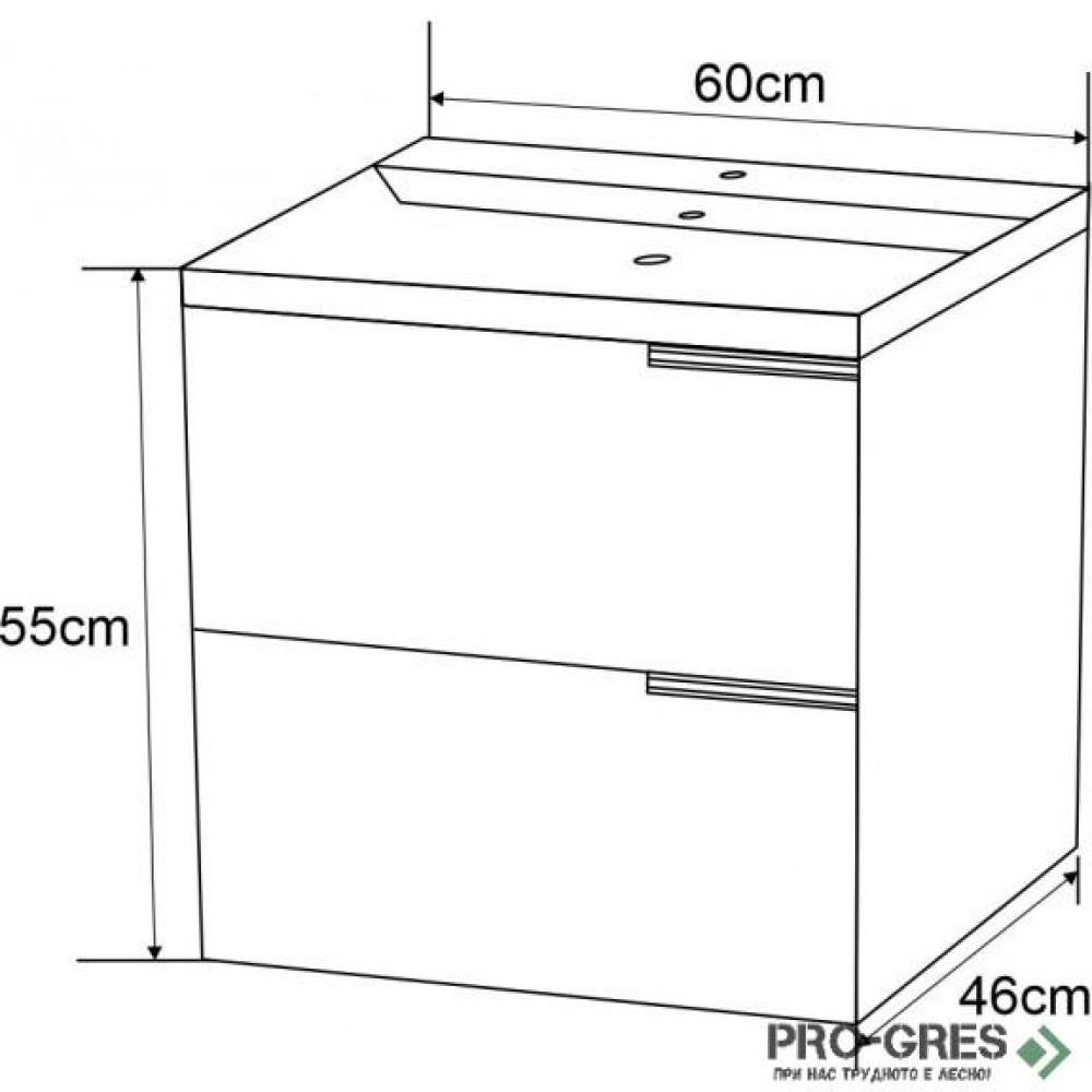 Долен PVC шкаф за баня 60см ИСЛА, Inter Ceramic ICP 5935W