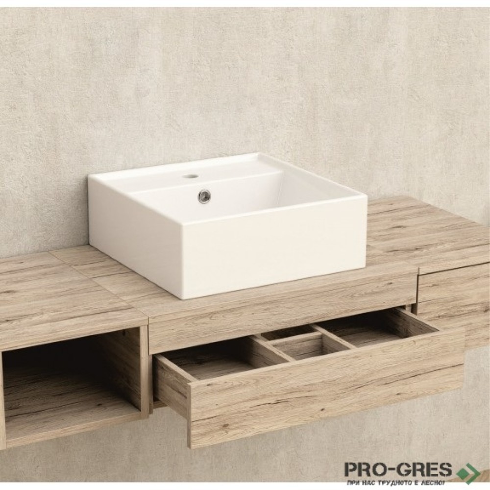 Плот за баня 60см, влагоустойчив, амари дъб, Inter Ceramic  ICP 6020-2 