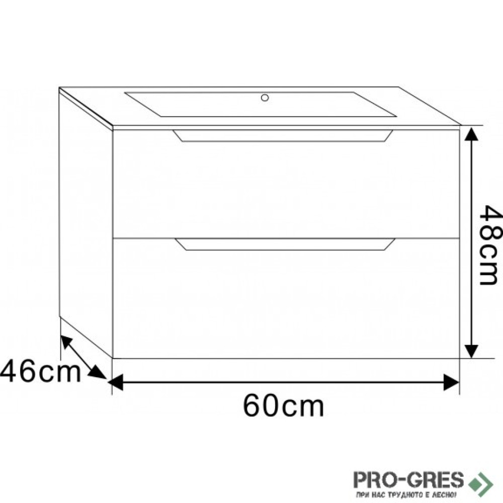 Долен PVC шкаф за баня 60см, Inter Ceramic ICP 6026