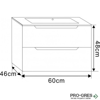 Долен PVC шкаф за баня 60см, Inter Ceramic ICP 6026 Долен PVC шкаф за баня 60см, Inter Ceramic ICP 6026