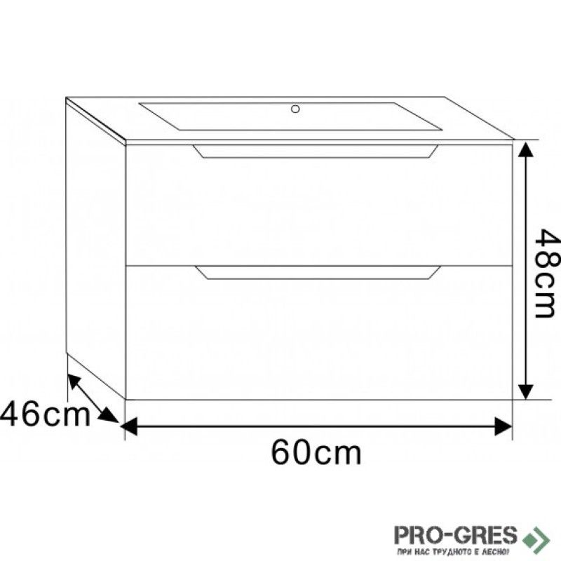 Долен PVC шкаф за баня 60см, Inter Ceramic ICP 6026