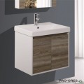 Конзолен PVC шкаф за баня 60см, бял/дървесен, Inter Ceramic ICP 6055 WOODEN