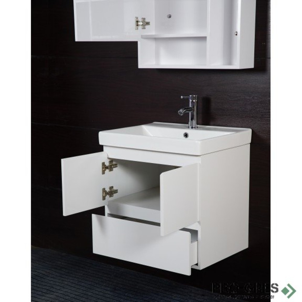 Конзолен PVC шкаф за баня 60см, бял, Inter Ceramic ICP 6060
