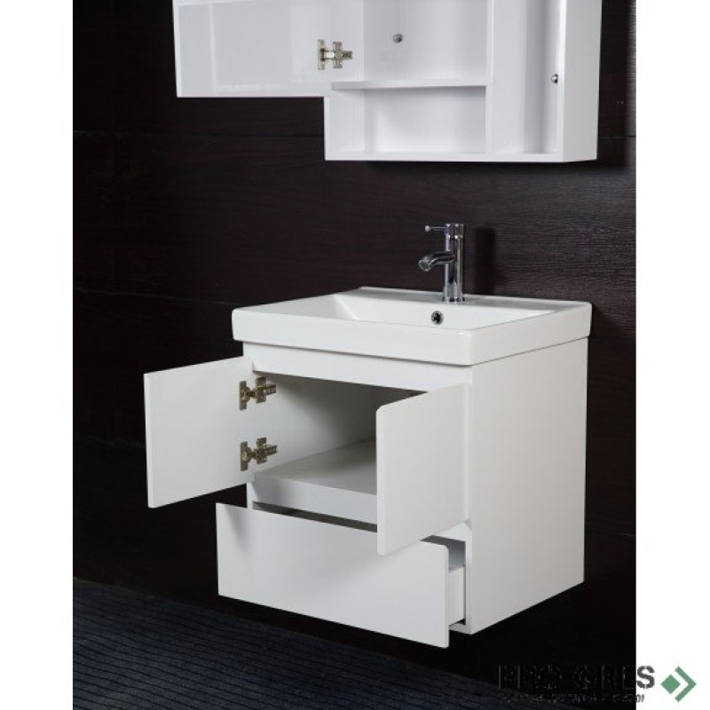 Конзолен PVC шкаф за баня 60см, бял, Inter Ceramic ICP 6060