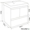Конзолен PVC шкаф за баня 60см, бял, Inter Ceramic ICP 6060