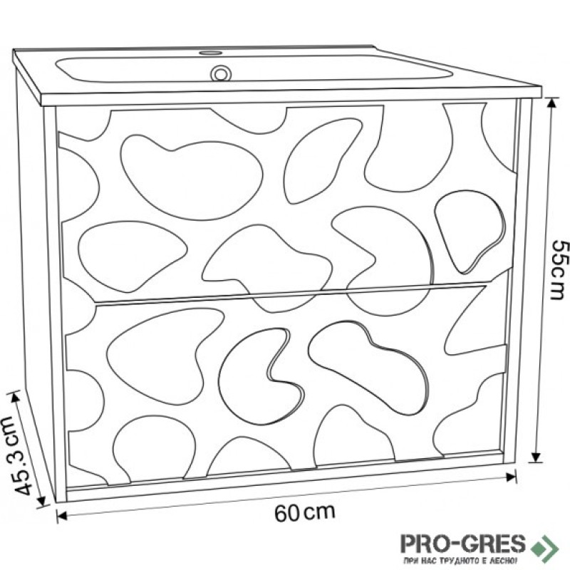 Долен PVC шкаф за баня 60см, Inter Ceramic ICP 6061B