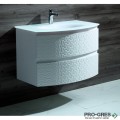 Долен PVC шкаф за баня със стъклен умивалник 80см, Inter Ceramic ICP 8055 W