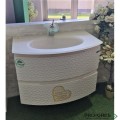 Долен PVC шкаф за баня със стъклен умивалник 80см, Inter Ceramic ICP 8055 W