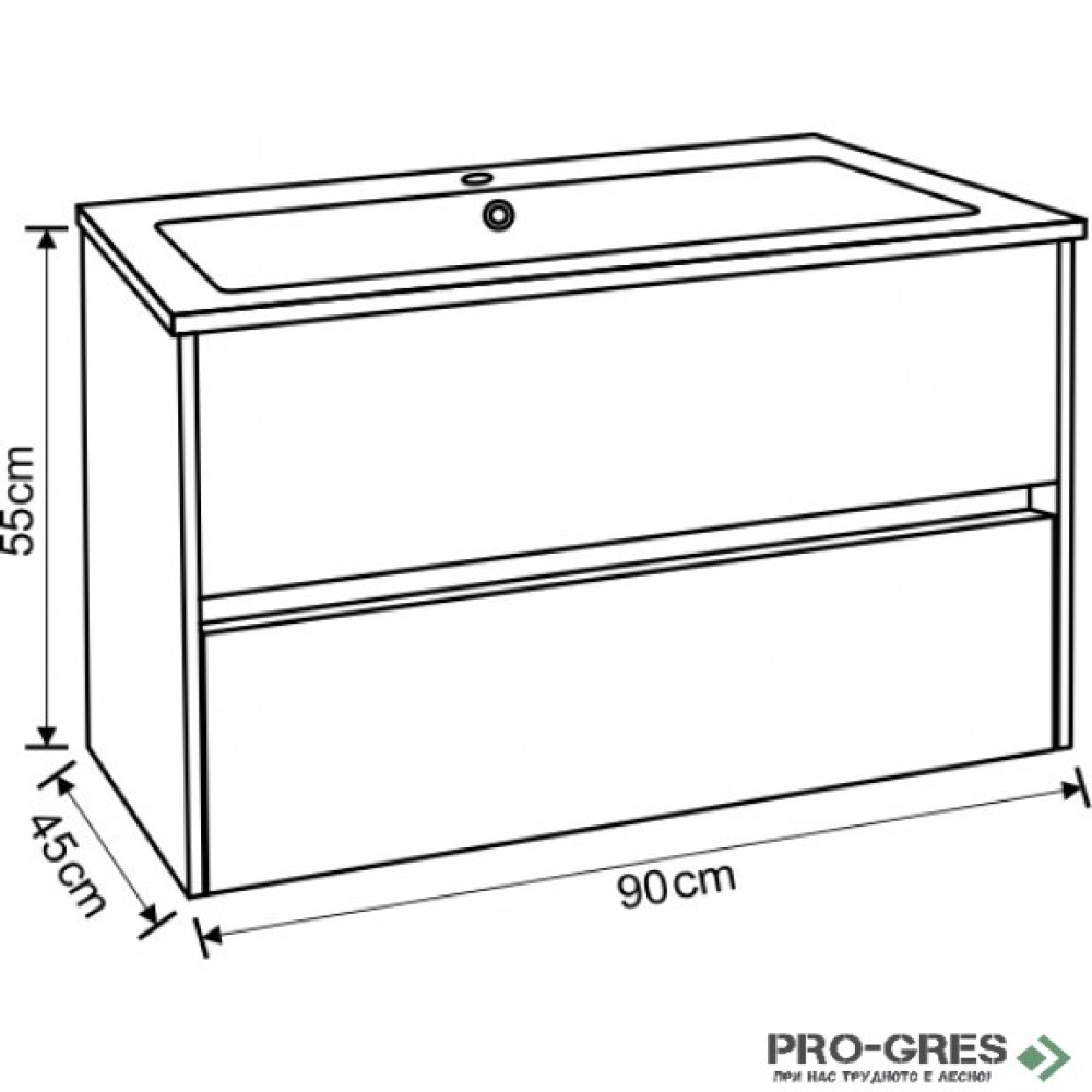 Долен PVC шкаф за баня 90см, Inter Ceramic ICP 8955