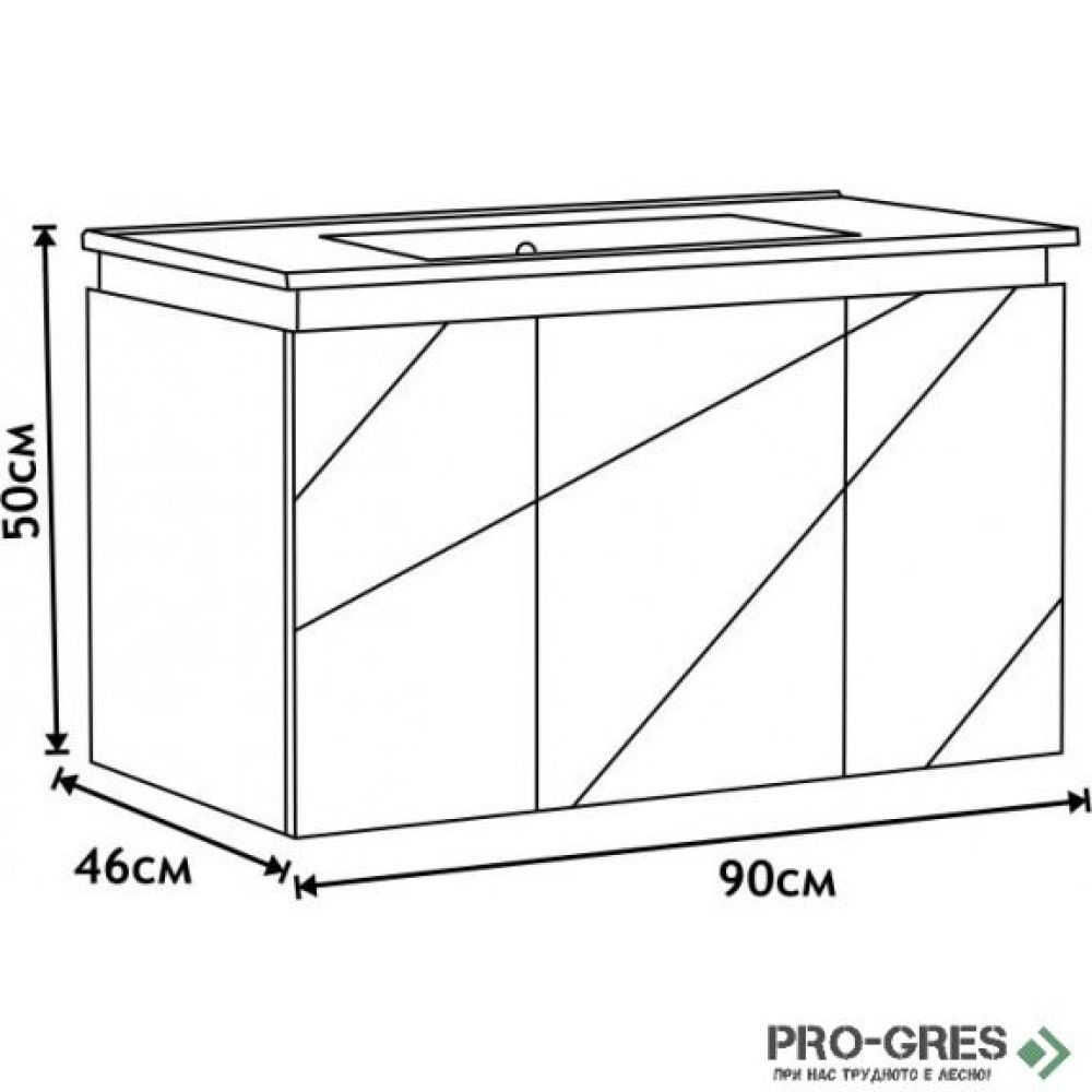 Долен PVC шкаф за баня 90см, Inter Ceramic ICP 9046
