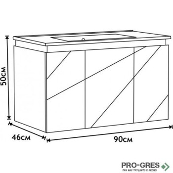 Долен PVC шкаф за баня 90см, Inter Ceramic ICP 9046 Долен PVC шкаф за баня 90см, Inter Ceramic ICP 9046