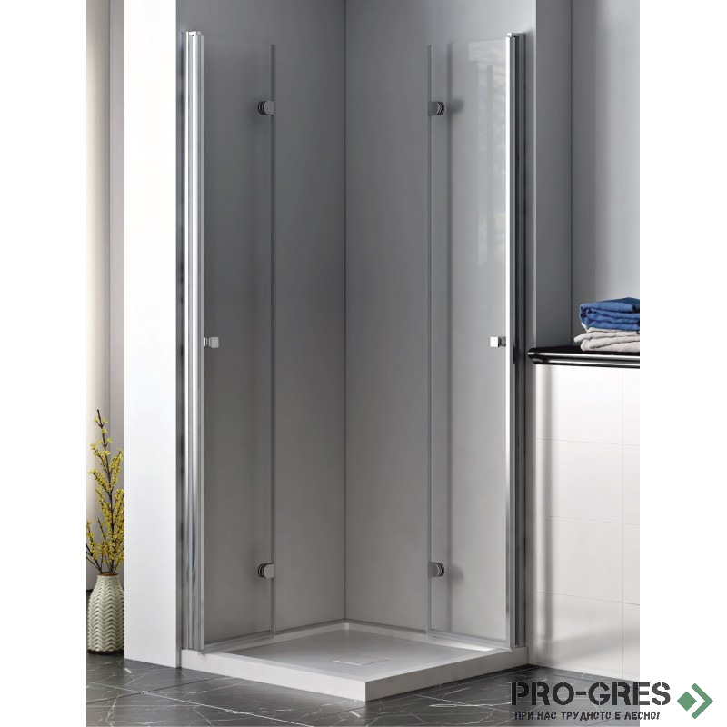 Параван за баня, с панти, хром, 120см, 6мм прозрачно стъкло, Inter Ceramic ICS 114TR/120
