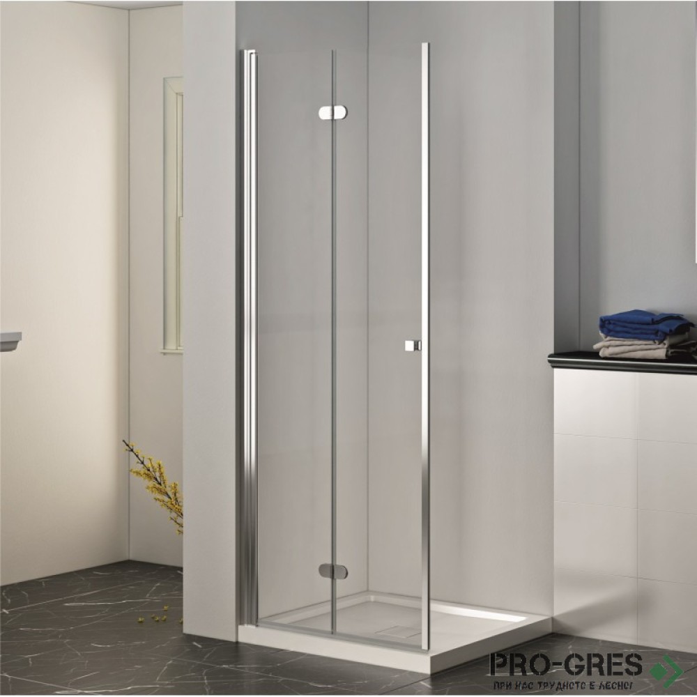 Параван за баня, с панти, хром, 120см, 6мм прозрачно стъкло, Inter Ceramic ICS 114TR/120