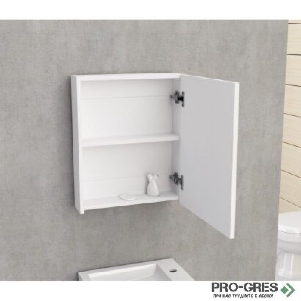 Горен PVC шкаф за баня,огледален, с осветлително тяло, Inter Ceramic BG 4512 55 