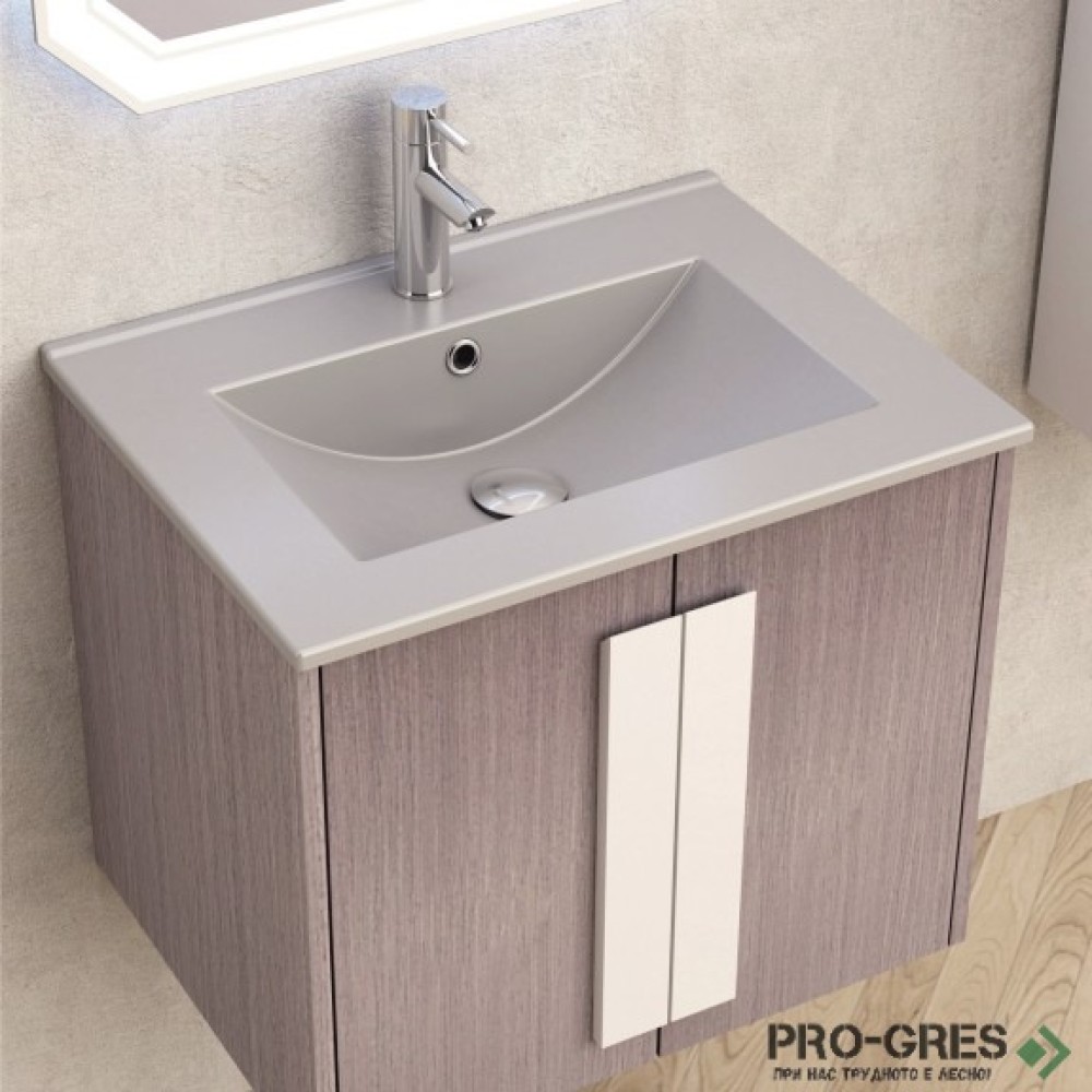 Долен шкаф за баня 61cm BG 6451-2, сив мат, Inter Ceramic BG 6451-2+6066G
