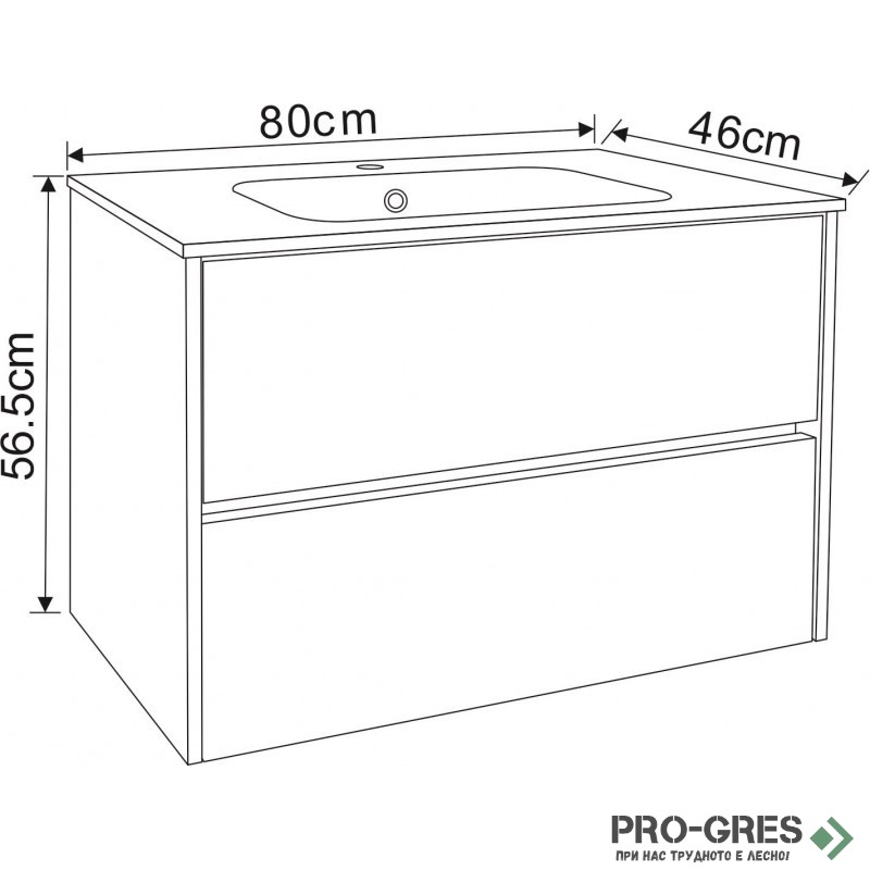 Долен шкаф за баня 80cm, Блейк, черен мат, Inter Ceramic BG 7955MB+8066B