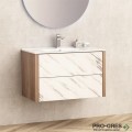 Долен шкаф за баня 81cm, с мивка бял гланц, Inter Ceramic  BG 8050+ ICC 8066