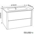 Долен шкаф за баня 81cm, с мивка бял гланц, Inter Ceramic  BG 8050+ ICC 8066