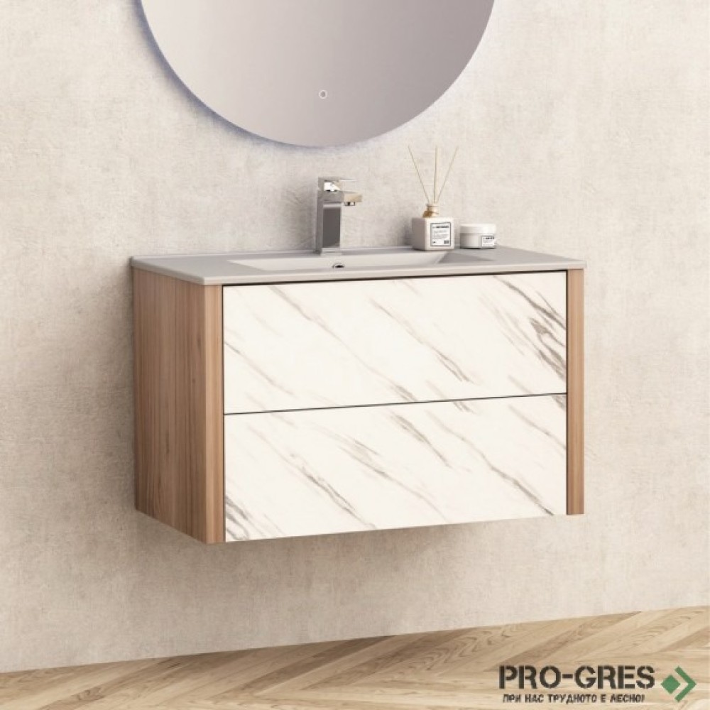 Долен шкаф за баня 81cm,сив мат, Inter Ceramic BG 8050+ICC 8066G