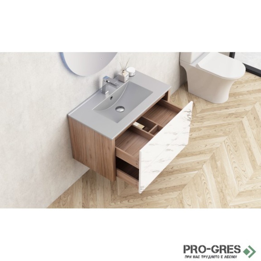 Долен шкаф за баня 81cm,сив мат, Inter Ceramic BG 8050+ICC 8066G