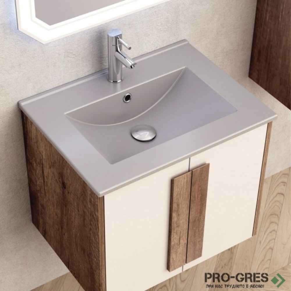 Долен шкаф за баня 61cm, сив мат, Inter Ceramic BG6451+6066G