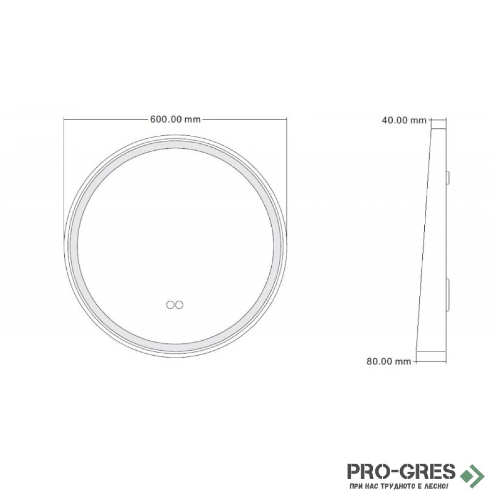 Огледало с вградено осветление  INTER CERAMIC  ICL 1857B-60