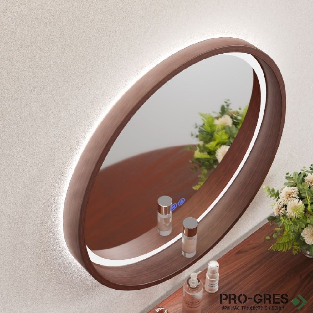 Огледало с вградено осветление  INTER CERAMIC  ICL 1857WOODEN-60