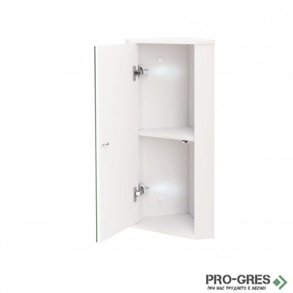 Горен ъглов PVC шкаф за баня, огледален, Inter Ceramic ICMC 1030-30 NEW