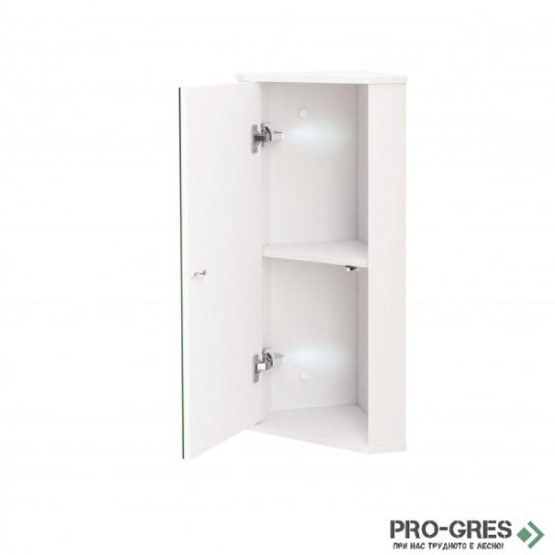 Горен ъглов PVC шкаф за баня, огледален, Inter Ceramic ICMC 1030-30 NEW