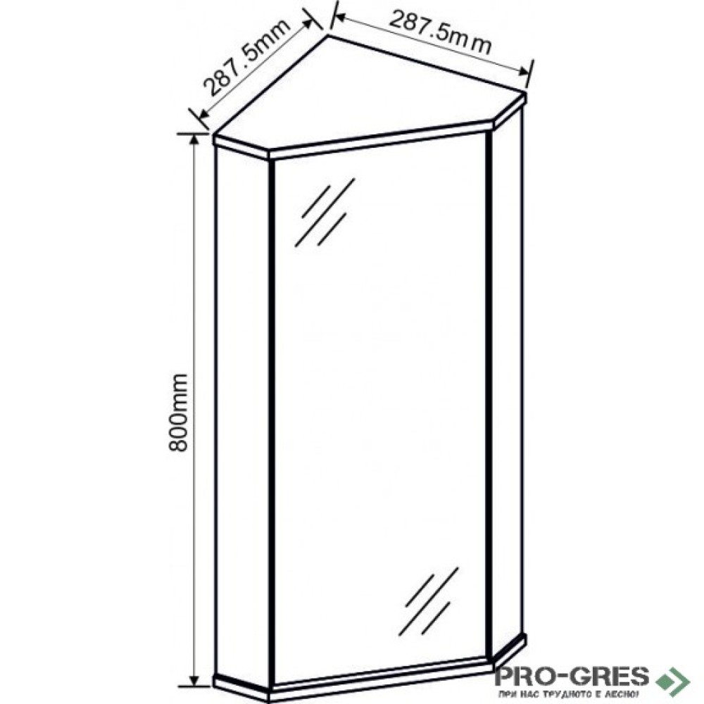 Горен ъглов PVC шкаф за баня, огледален, Inter Ceramic ICMC 1030-30 NEW