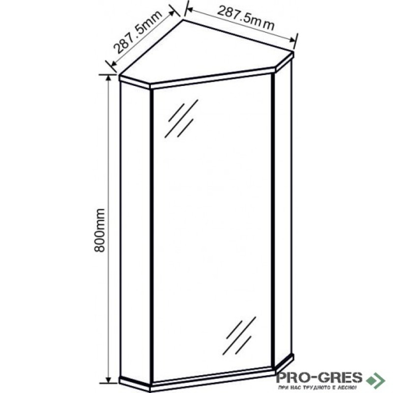 Горен ъглов PVC шкаф за баня, огледален, Inter Ceramic ICMC 1030-30 NEW