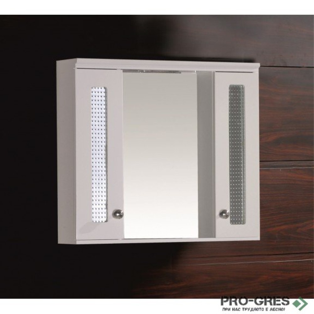 Горен огледален PVC шкаф за баня, с LED осветление, 60см, Inter Ceramic ICMC 1045 60