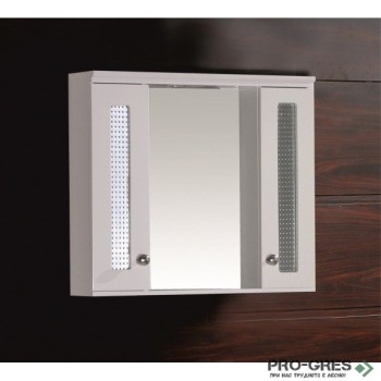 Горен огледален PVC шкаф за баня, с LED осветление, 60см, Inter Ceramic ICMC 1045 60