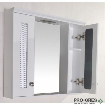Горен огледален PVC шкаф за баня, с LED осветление, 60см, Inter Ceramic ICMC 1045 60