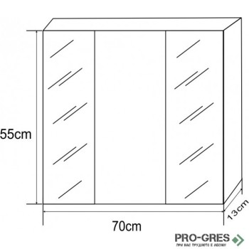 Горен PVC шкаф за баня, огледален, 70см, Inter Ceramic ICMC 1055-70 Горен PVC шкаф за баня, огледален, 70см, Inter Ceramic ICMC 1055-70