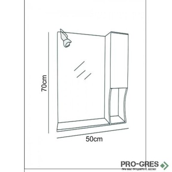 Горен PVC шкаф за баня 50см, огледален,"ВАЛЕНТИНО", Inter Ceramic  ICMC 1060 50/1050 50V
