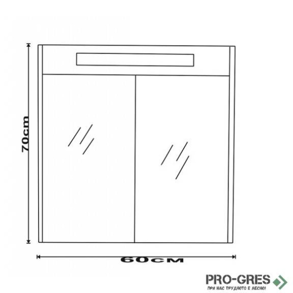 Горен PVC шкаф за баня 60см с LED осветление, Inter Ceramic ICMC 4650 60