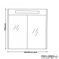 Горен PVC шкаф за баня 60см с LED осветление, Inter Ceramic ICMC 4650 60