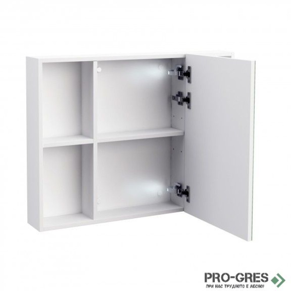 Горен PVC шкаф за баня, огледален 80см, Inter Ceramic ICMC 6014-80