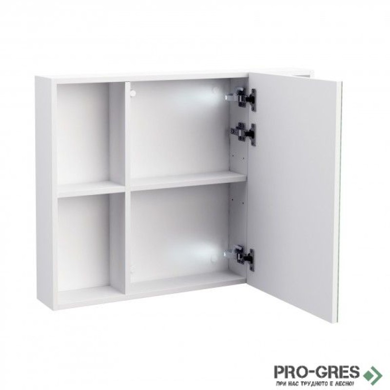 Горен PVC шкаф за баня, огледален 80см, Inter Ceramic ICMC 6014-80