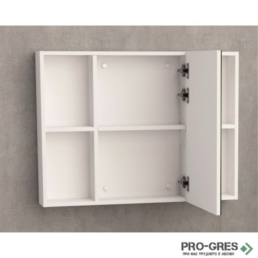 Горен PVC шкаф за баня, огледален 80см, Inter Ceramic ICMC 6014-80