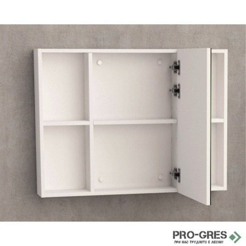 Горен PVC шкаф за баня, огледален 80см, Inter Ceramic ICMC 6014-80