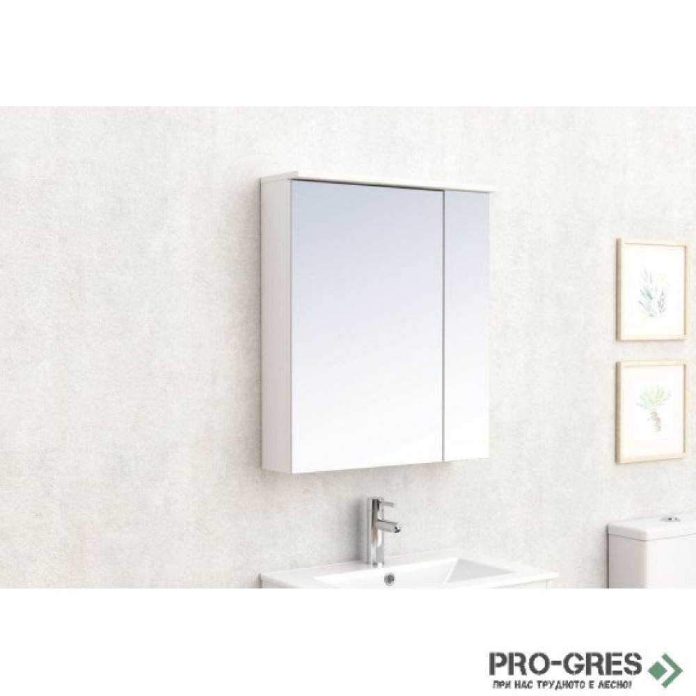 Горен PVC шкаф за баня, огледален, с LED осветление 70см, "МОНЦА", Inter Ceramic ICMC 6017-70 