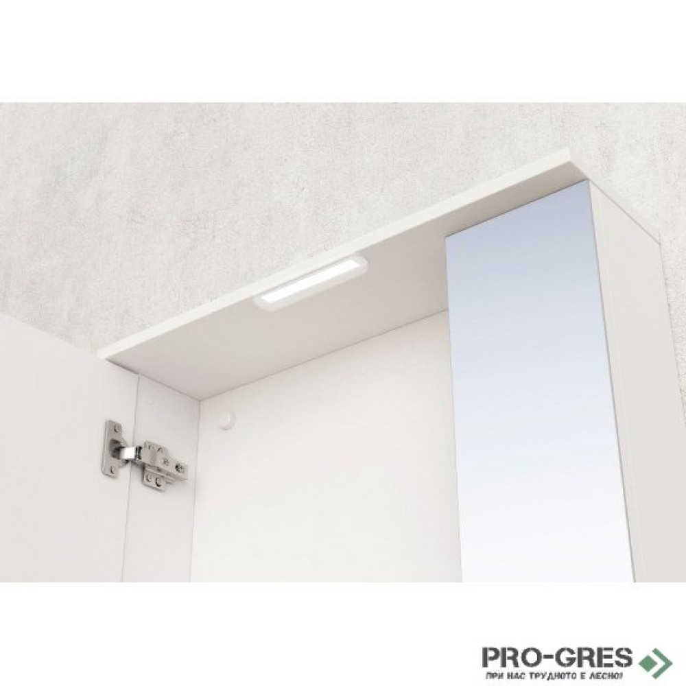 Горен PVC шкаф за баня, огледален, с LED осветление 70см, "МОНЦА", Inter Ceramic ICMC 6017-70 