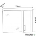 Горен PVC шкаф за баня, огледален, 75см, Inter Ceramic ICMC 7513-60