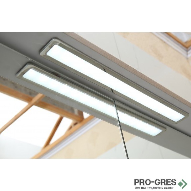 Горен PVC шкаф за бяня , огледален, с LED осветление 90см, Inter Ceramic ICMC 9015-70