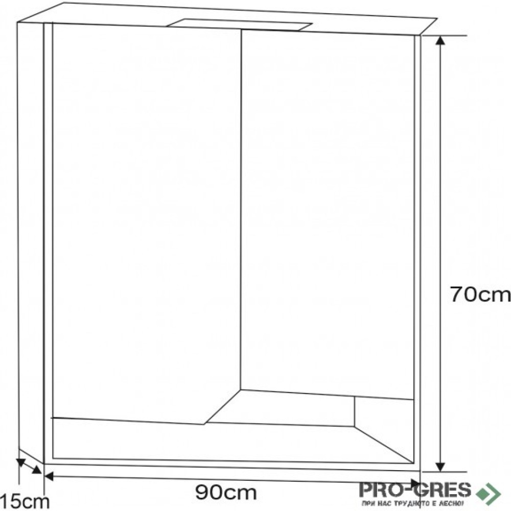 Горен PVC шкаф за бяня , огледален, с LED осветление 90см, Inter Ceramic ICMC 9015-70