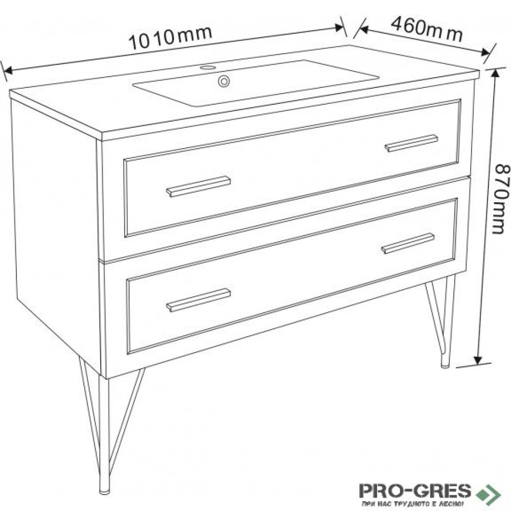 Стоящ PVC шкаф за баня 100см, Inter Ceramic ICP 10045