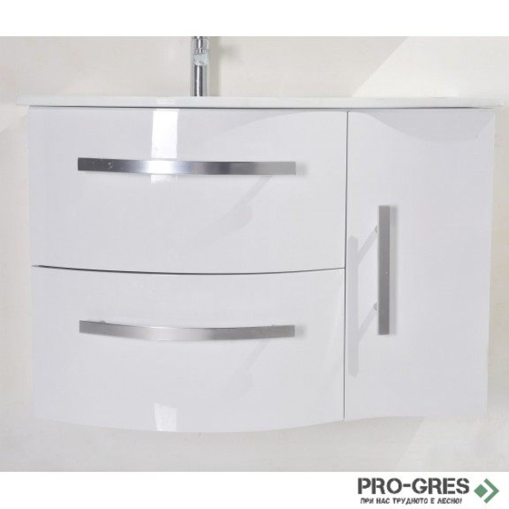 Долен PVC шкаф със стъклен умивалник,100x53x61см, Inter Ceramic ICP 10061W